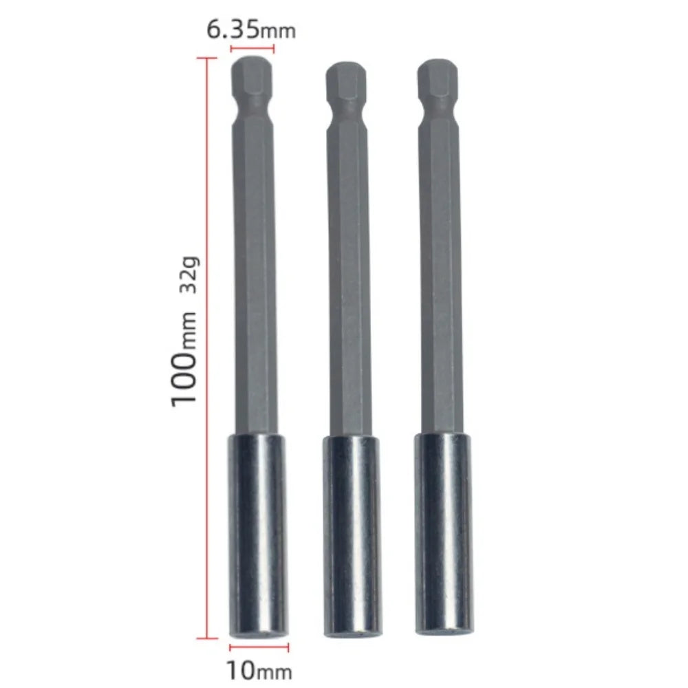 20-1PCS Hex Shank Drill Bit 60MM-150MM Magnetic Screwdriver Extended Link Screwdriver Head Holder Kit Rotary Tool Accessories Qme 100MM 3pcs