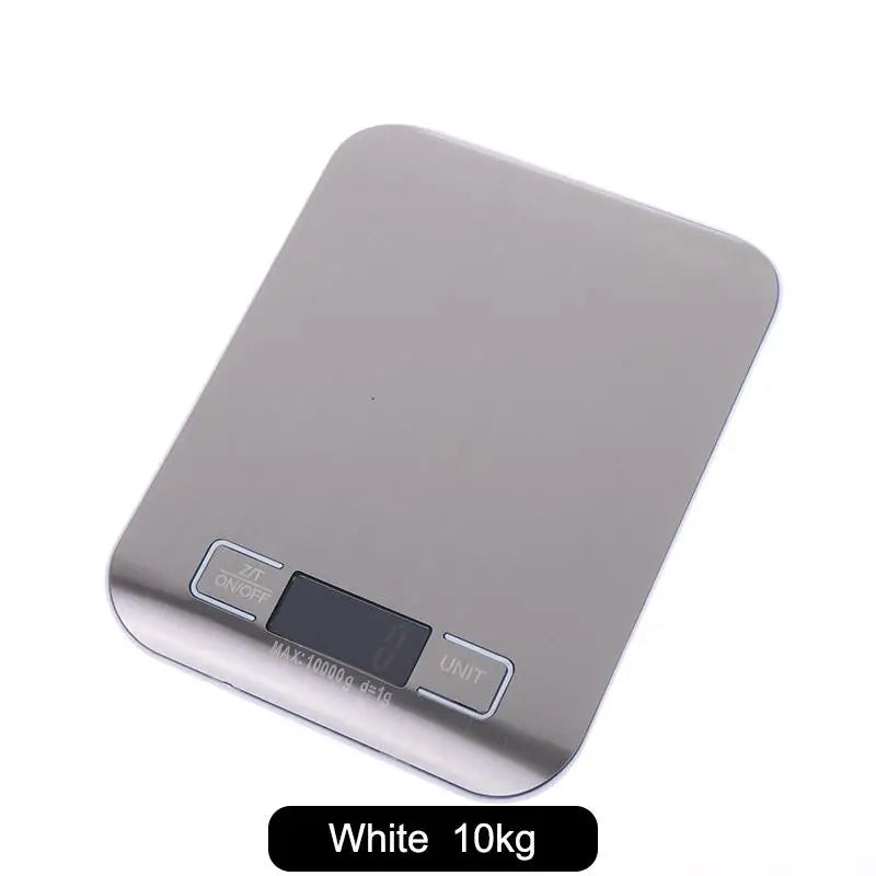 Digital Kitchen Scale LED Display Stainless Steel Panel Electronic Qme 10kg White
