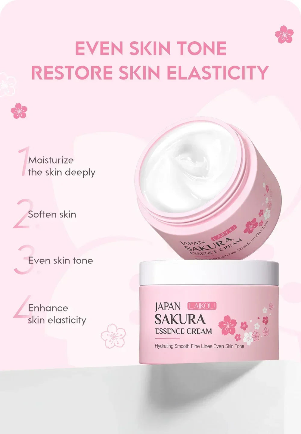 LAIKOU Japan Sakura Face Cream Smoothing Moisturizer Whitening Qme