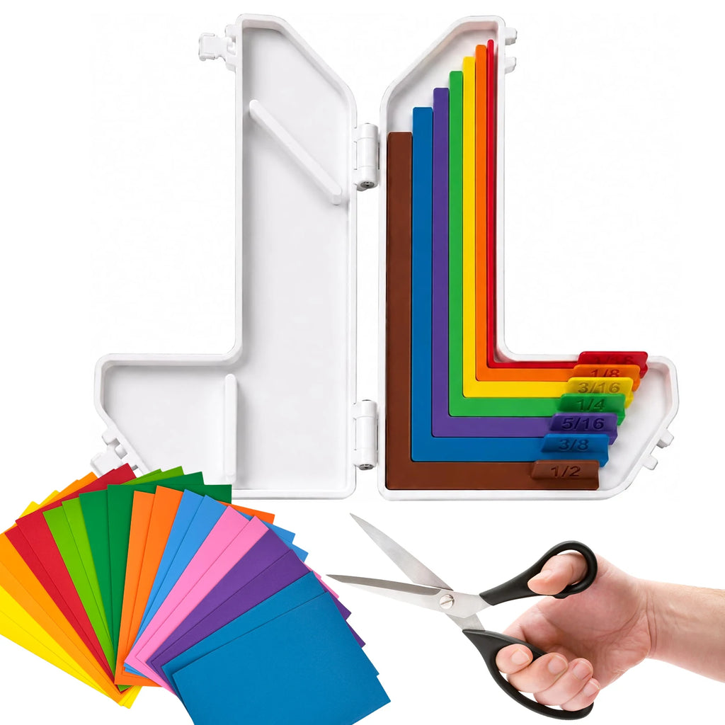 7 Pcs Paper Crafting Alignment Guides with Storage Case and Size Tabs Color-Coded Tools Paper Craft Supplies Scrapbooking Tool Qme