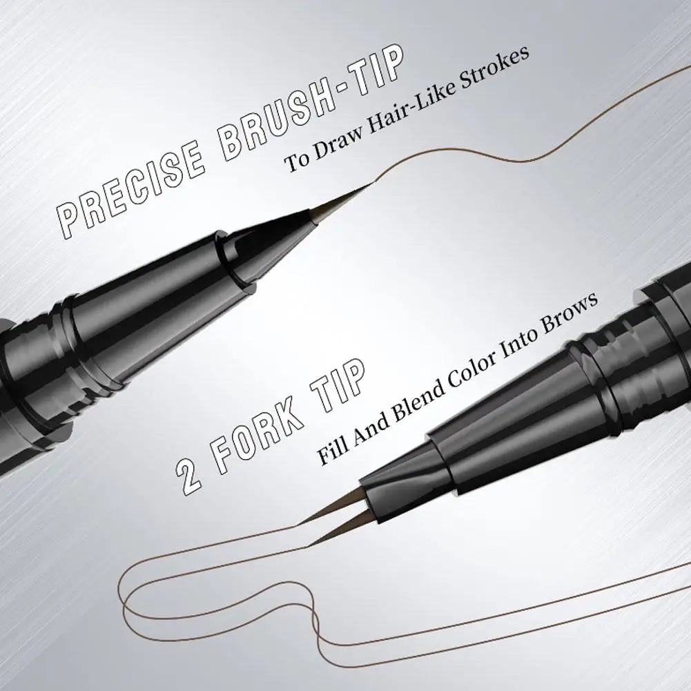 Two-pronged Eyebrow Pencil Waterproof Two-in-one Liquid Eyebrow Pencil Curved Eyebrow Pen With Fork And Precise Brush Tip Makeup Qme