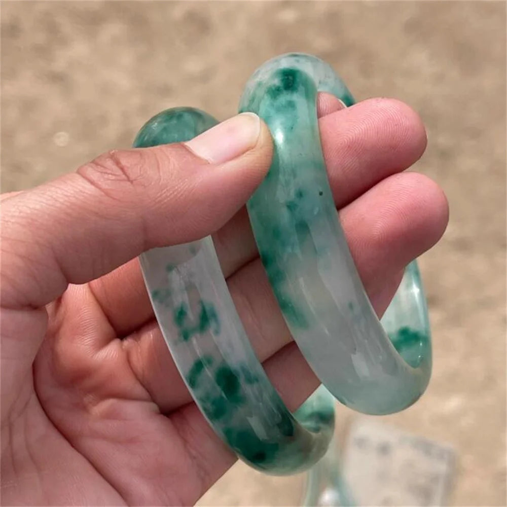 Modern Minimalist Floating Flower Ice Seed Natural Stone Jade Bangle Bracelet for Women's Fashion and Health Jewelry Gift Qme