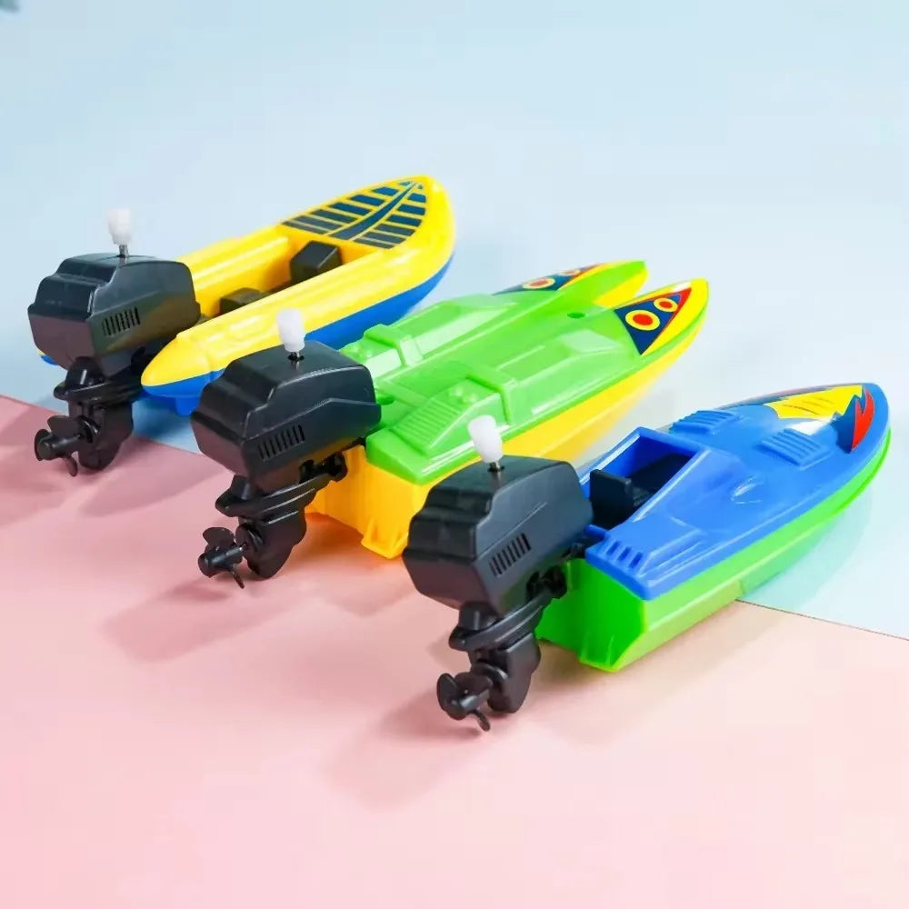 Speed Boat Clockwork Toys Ship Wind Up Toy Float Water Kids Classic Qme