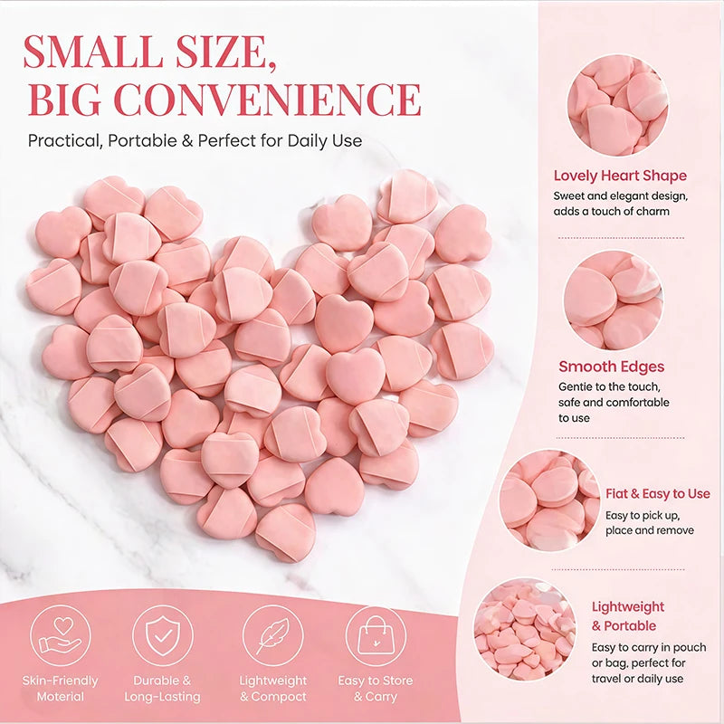 Mini Heart-shaped Finger Powder Puff Makeup Tool Air Cushion Sponge Qme