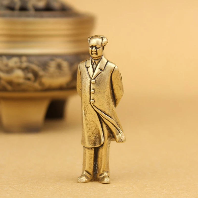 Copper Statue Collectable Chinese Brass Carved Mao Zedong Chairman Mao Exquisite Small Statues Free Shipping. Qme Default Title