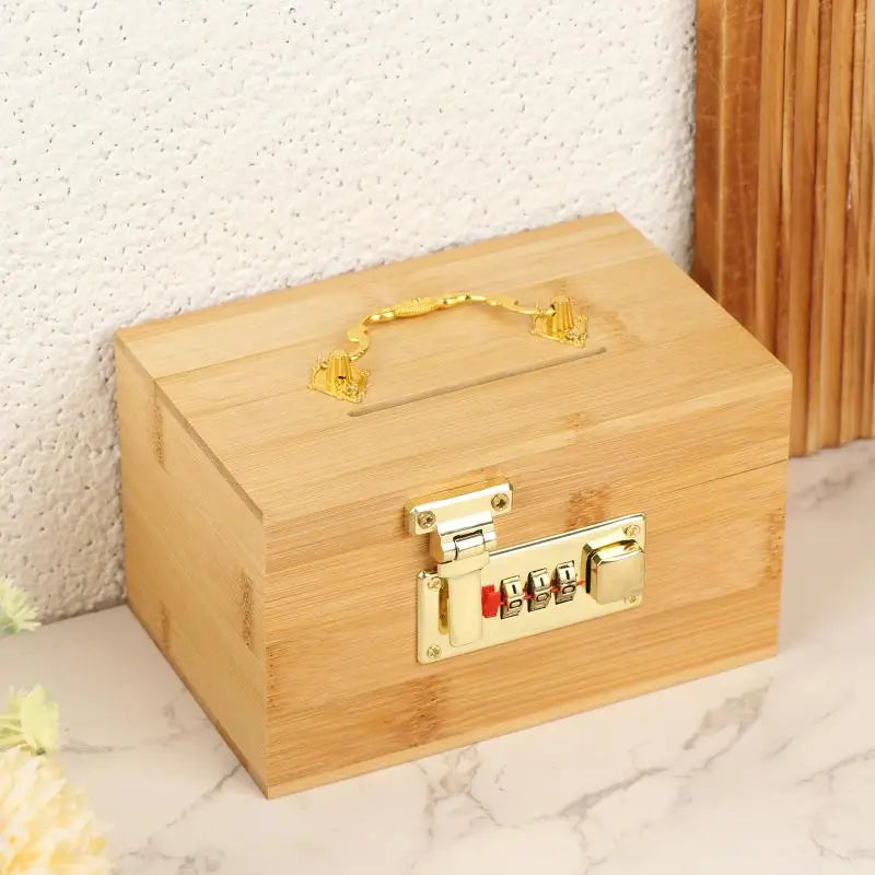 Decorative Secure Lock Home Storage Gadget Safe Anti-theft Wooden Qme