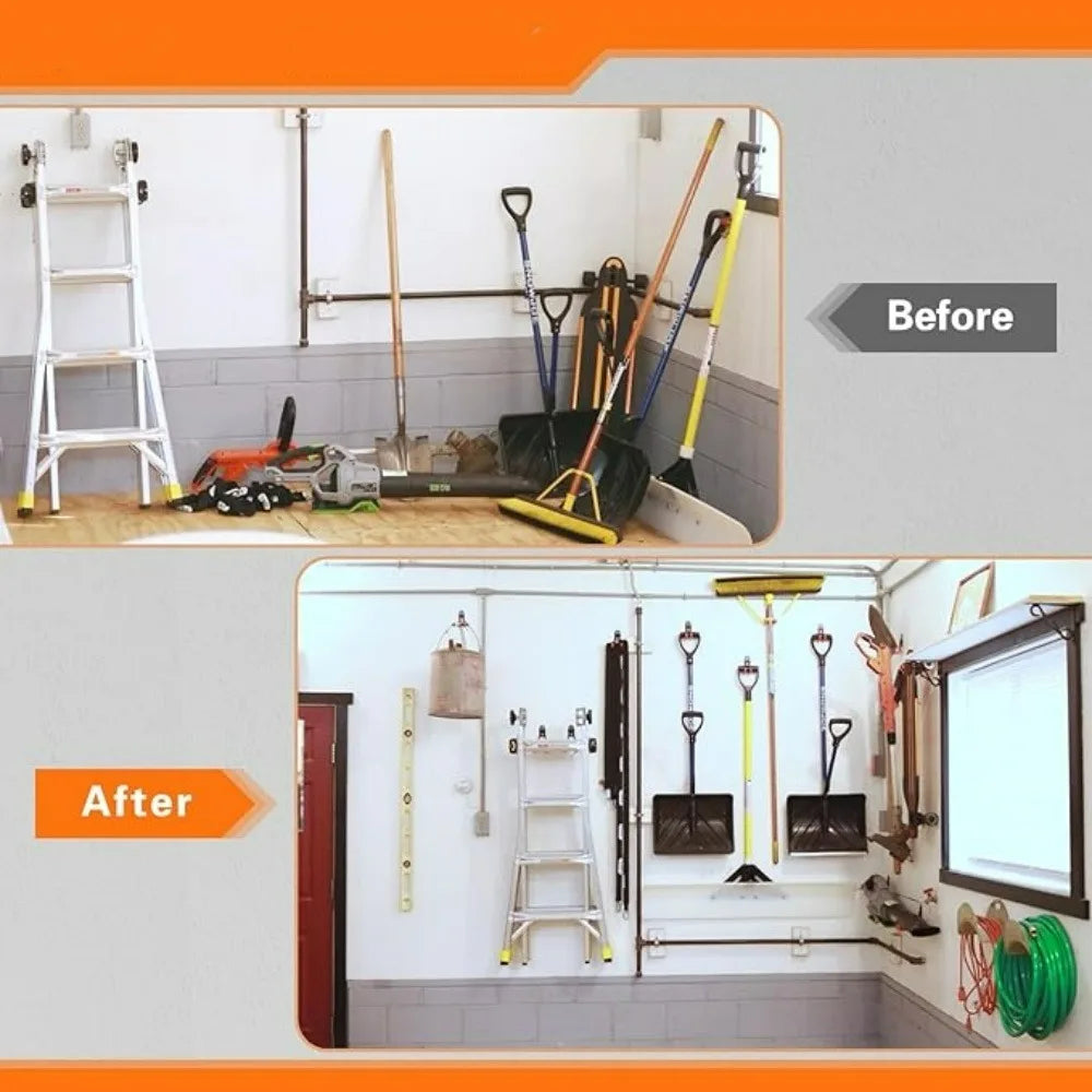 Cable Metal Hook Bracket Garage Garden Tool Organizer Anti-slip Load-bearing Groove Plate Wall Hooks Gardening Tool Accessories Qme