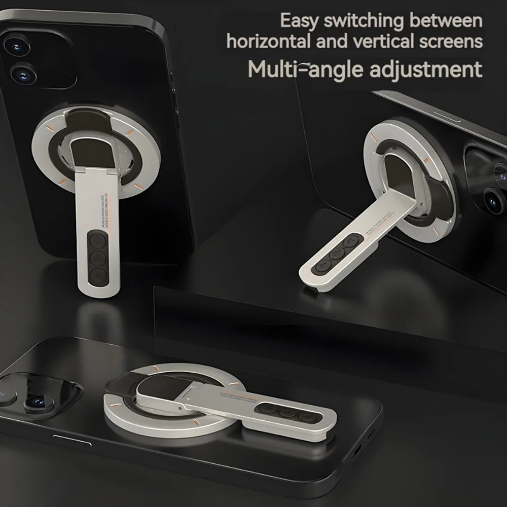Dual-Sided Magnetic Portable Multi-Function Phone Ring Holder 360° Rotating Desktop Stand Compatible with Multiple Phone Models Qme