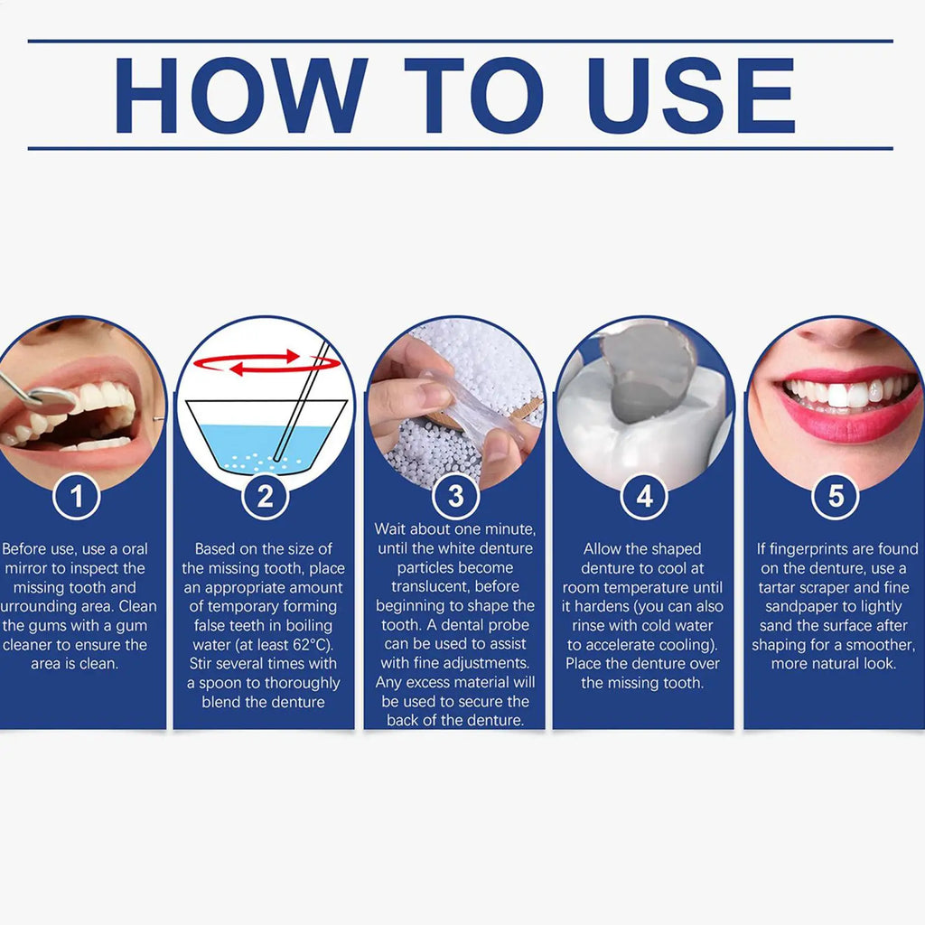 Teeth Repair Glue 30g Pliable Strong Hold Bonding Glue for Loose Teeth for Adults Women Beginners Men Home School Commuting Qme