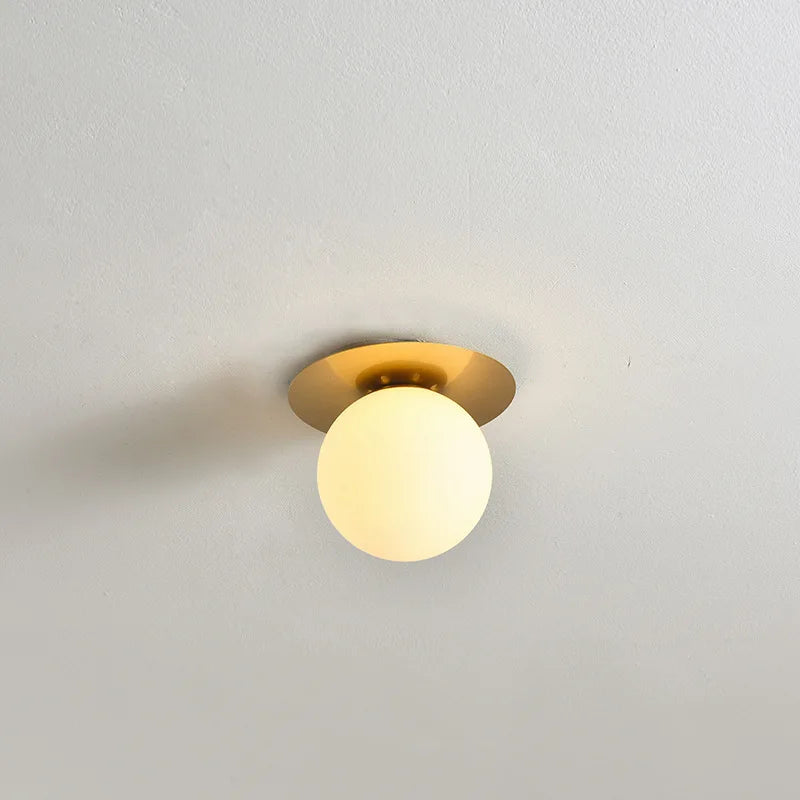 Nordic LED Ceiling Light Simple Bedroom Bedside Corridor Industrial Lighting Acrylic Ball Ceiling Lamp Gold Black Iron G9 Lamps Qme