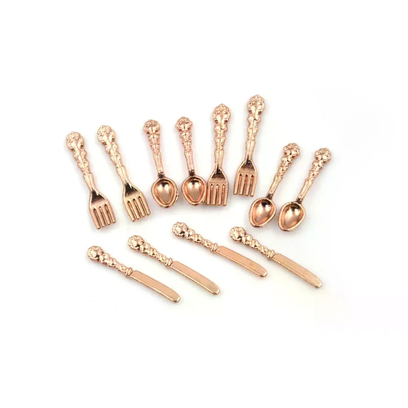 1 12 Dollhouse Miniature Fork Knife Soup Tableware Kitchen Furniture Qme