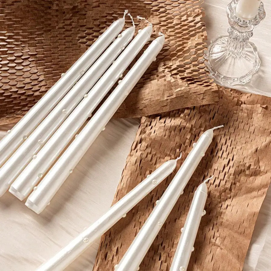 2 Long-stem Pearl Candle Hotel-style Tabletop Accent Qme