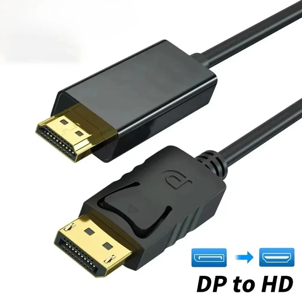  4K DP DisplayPort to HDMI Cable DP to HDMI HDTV Adapter Display Port Video Audio Cable for PC HDTV Projector Laptop Monitor Qme