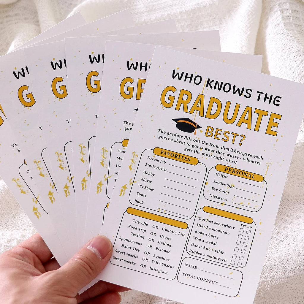 5-50Pcs Yellow Graduate Game Card Graduation Season Creative Gift Tabletop Game for Students Grad Celebration Supplies Qme
