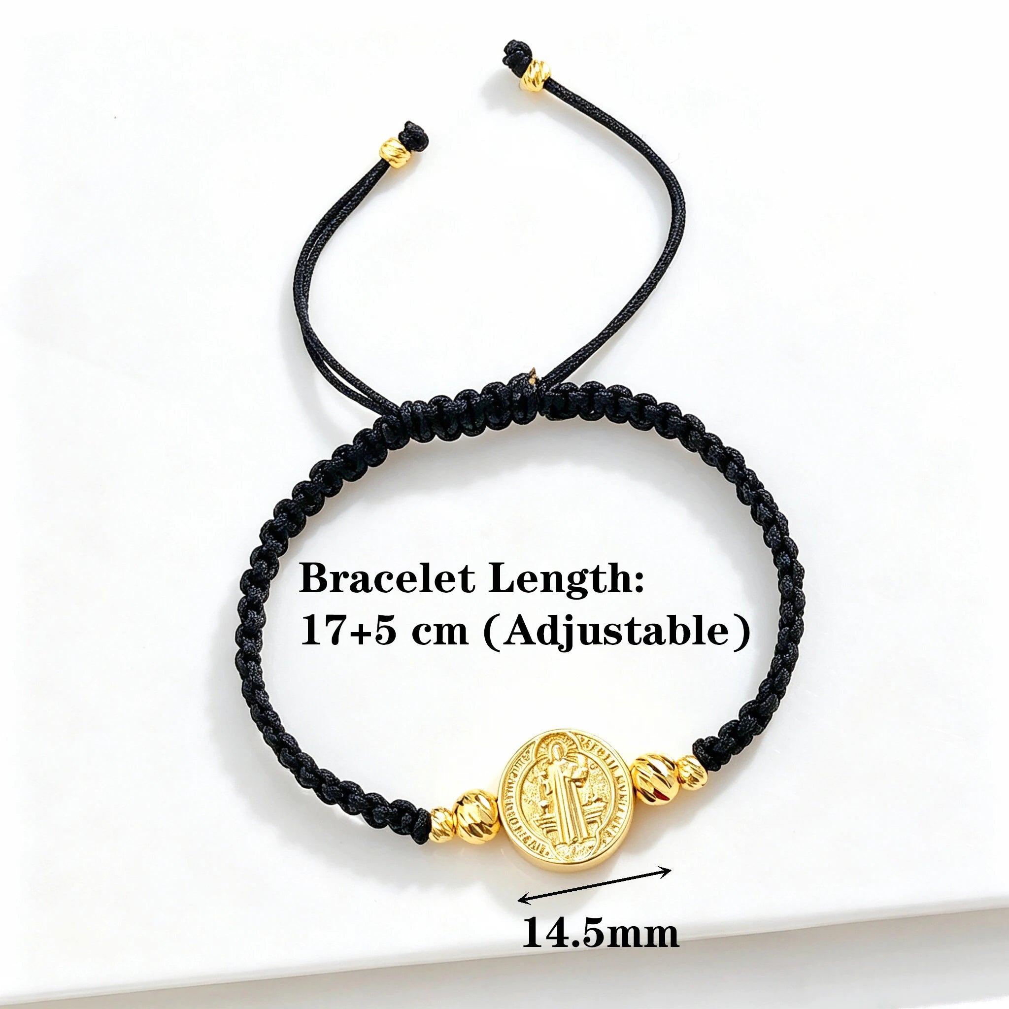 Adjustable St. Benedict Red Black Rope Braided Bracelet Gold Plated Protection Religious Jewelry for Men Women Daily Party Gift Qme