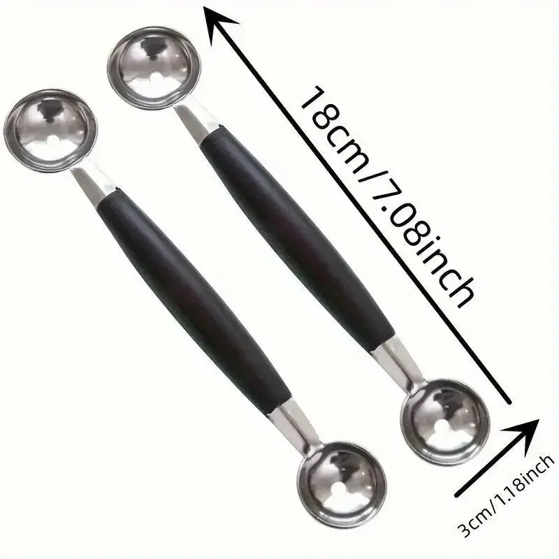 1/4pcs Double Stainless Steel Ended Headed Fruit Icecream Ball Spoon Diameter Melon Baller Fruit Vegetable Tools Qme