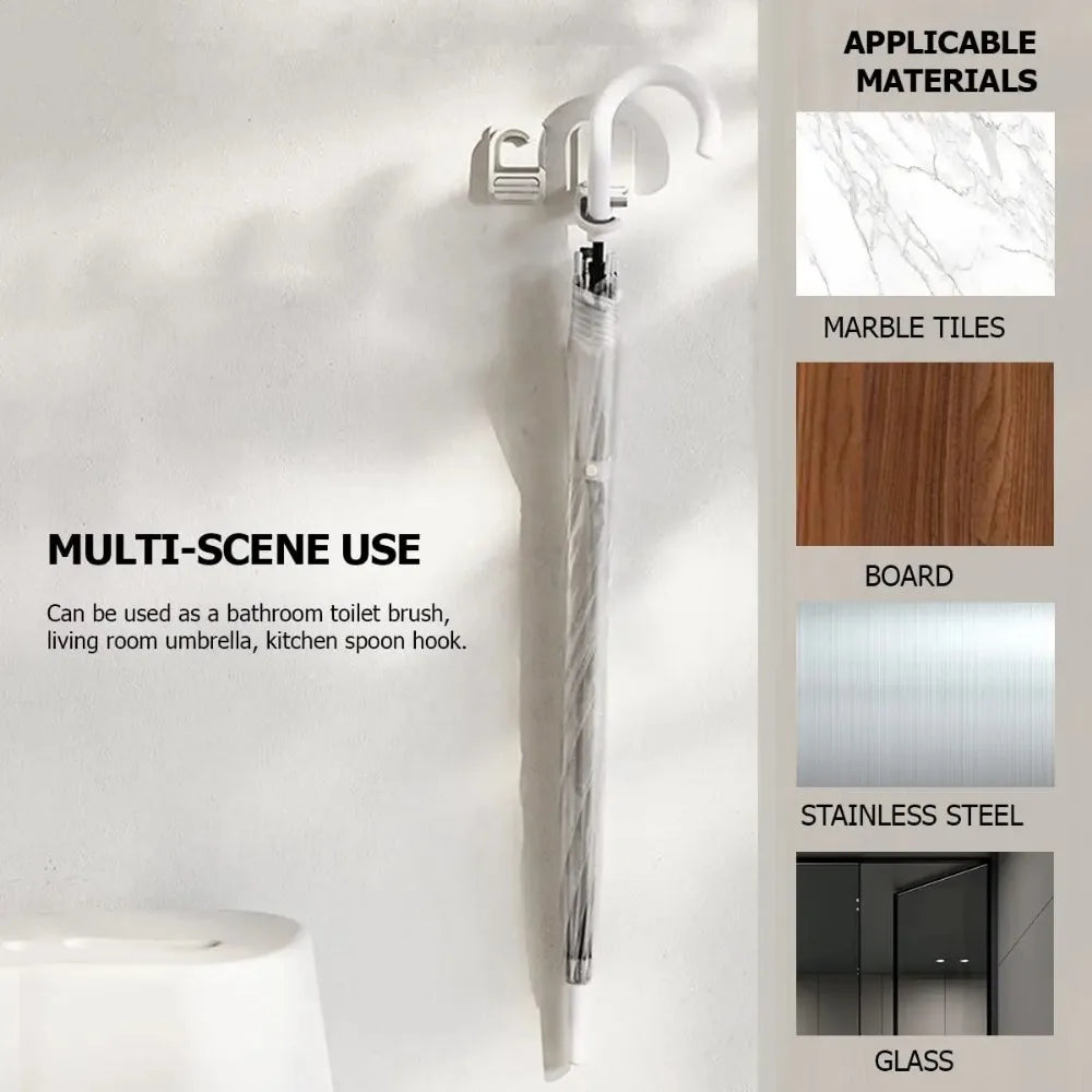 Self Adhesive Wall Mount Mop Broom Hanger Multi-purpose Hook Storage Rack Bathroom Kitchen Utility Room Cleaning Tool Organizer Qme