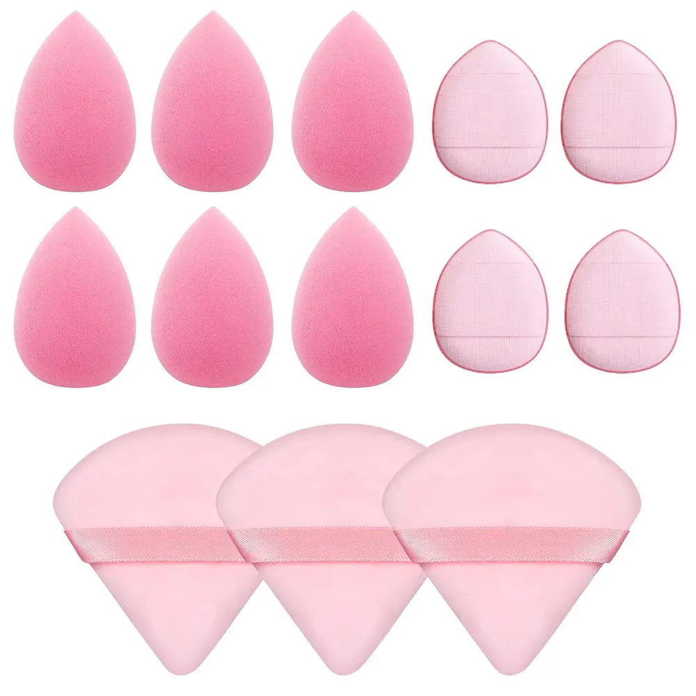 13 PSC Beauty Puff Large Blending Blender Spong 3 Corners Velvet Qme pink