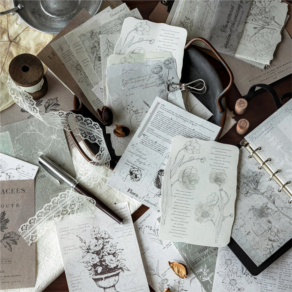 TIANZI 20/120 Pcs Vintage Aesthetic Scrapbooking Paper Diary Album Junk Journal Supplies Handmade Planner Material for Crafting Qme