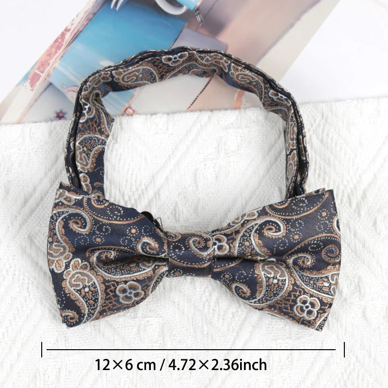 Luxury Tie Set Fashion Jacquard Paisley Necktie Bowtie Male Formal Cravat Cufflinks Gifts for Men Party Wedding Accessories Qme B