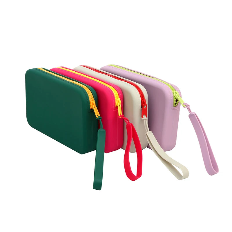 Portable Cosmetic Waterproof Organizer Square Silicone Storage Bag Qme