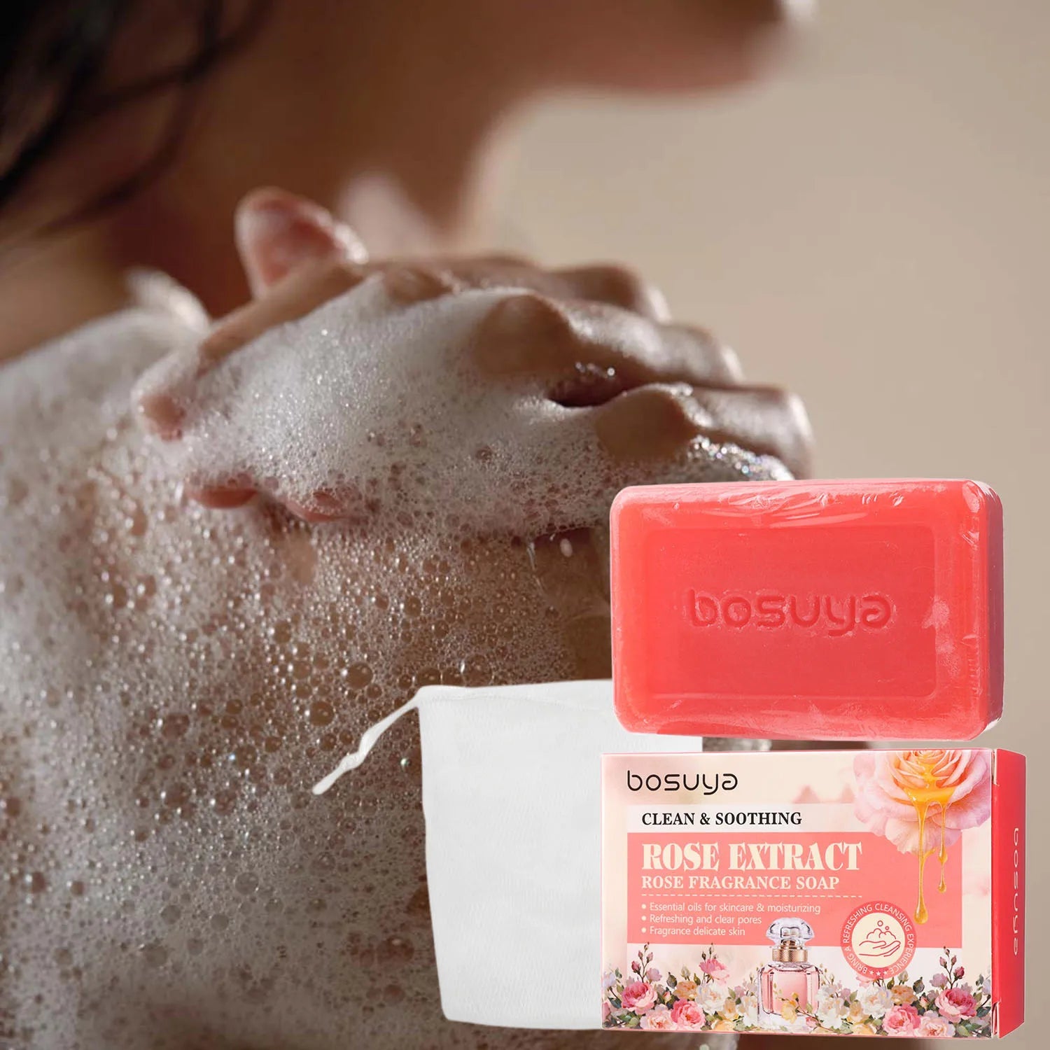 Rose Scented Handmade Soap Pleasant Fragrance Refreshing Non Greasy Qme 1PCS
