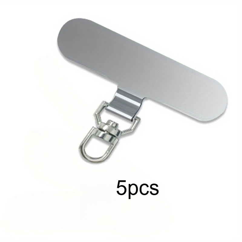 Newly Upgraded Mobile Phone Lanyard Connector, 360 ° Rotatable Stainless Steel Mobile Phone Lanyard Piece, Metal Patch Gasket Qme Silvery 5pcs