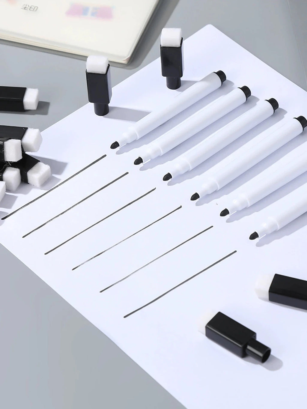 Magnetic Black/White Dry Erase Markers with Eraser Cap White Board Dry erase Markers Classroom Dry Wipe Pens for Office School Qme