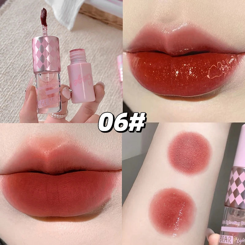 Double End Lip Glaze Gege Bear Full Gloss Mirror Matte Velvet Long Qme GX1379-06