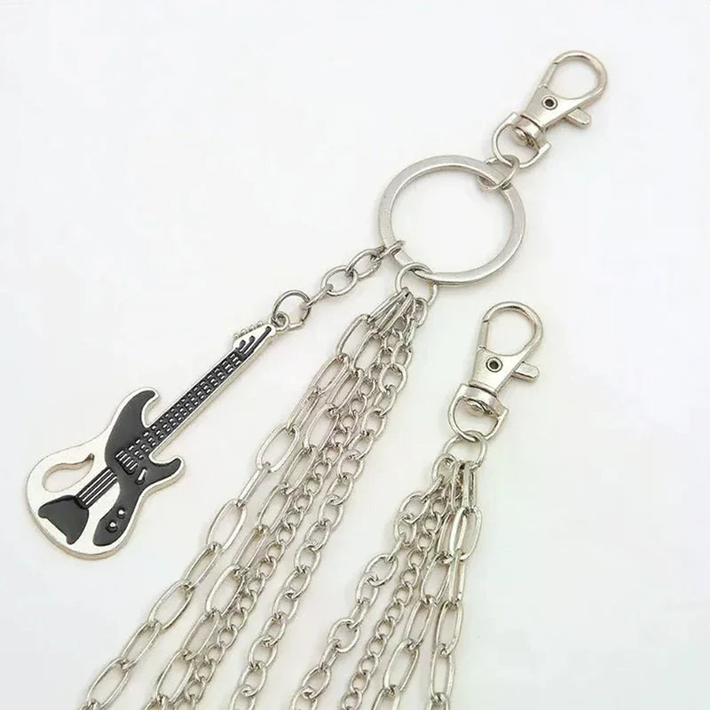 Multilayer Metal Guitar Pendant Pant Chain Hip Hop Waist Keychain Jeans Chain Women Trendy Jewelry Accessories Gifts Qme