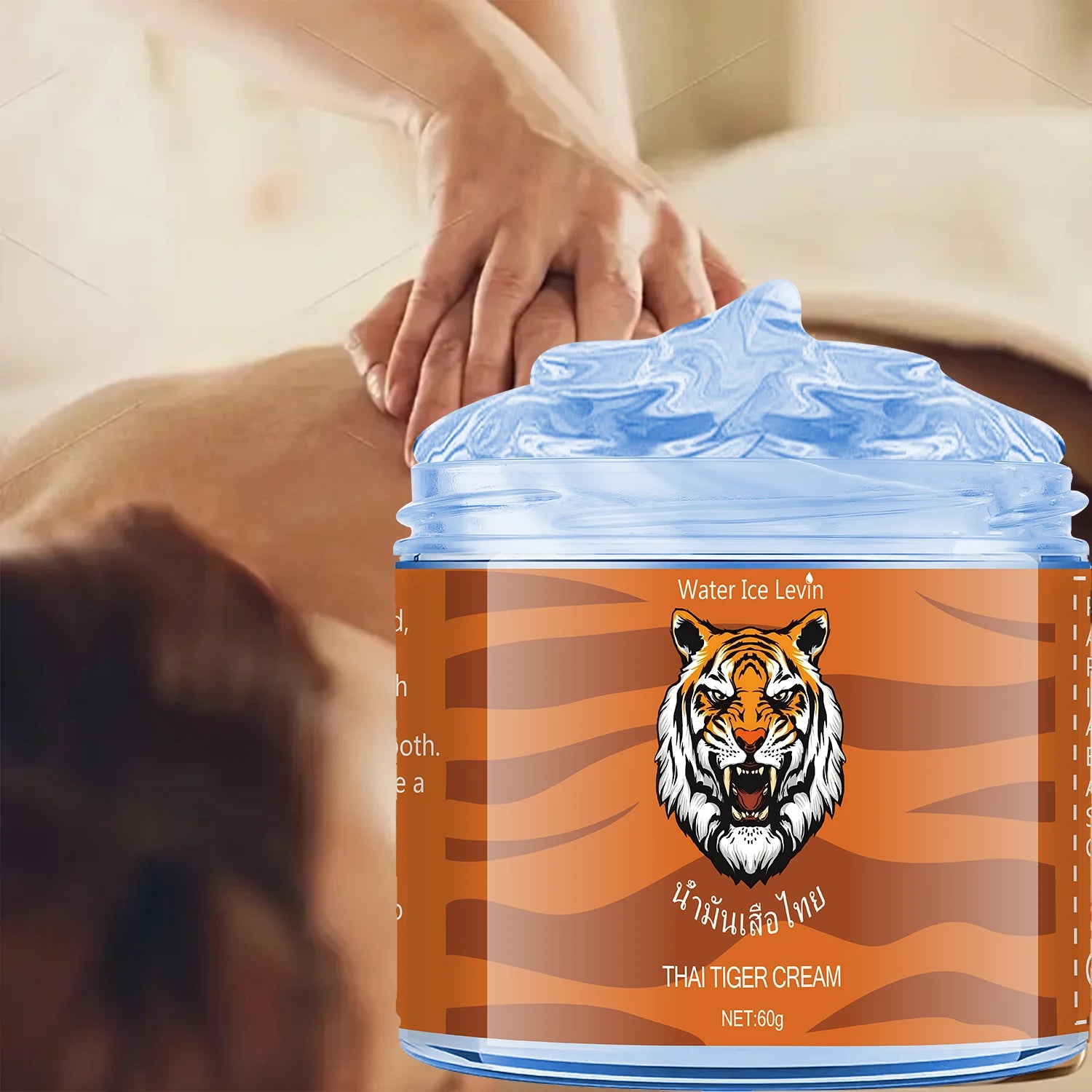 Thai Tiger Oil Cream - Hypoallergenic Deep Moisturizer, Rich in Nicotinamide and Hyaluronic Acid, 60g, Natural Ingredients, Soothing and Moisturizing, Suitable for All Light Skin Tones Qme