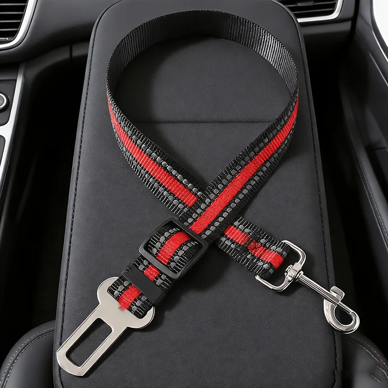 Pets Car Seat Belt, Attaches To Harness & Collar, Adjustable Travel Restraint Fits Small - Large Pups for Safety & Comfort Qme