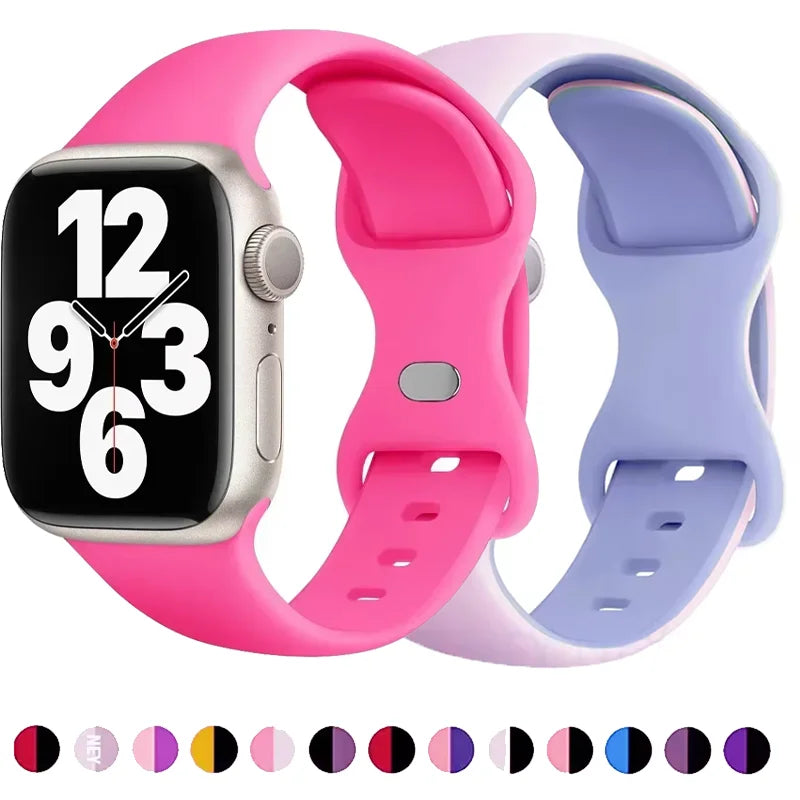 Silicone Band for Apple Watch 10 9 8 7 6 5 4 3 SE Strap for IWatch Ultra 2 49mm 45mm 41mm 40mm 44mm 38mm 42mm 46mm Qme