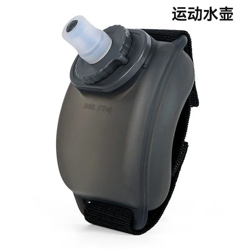 Hands-free Wrist Water Bottle Leak-proof Food Grade Silicone Cup Qme black