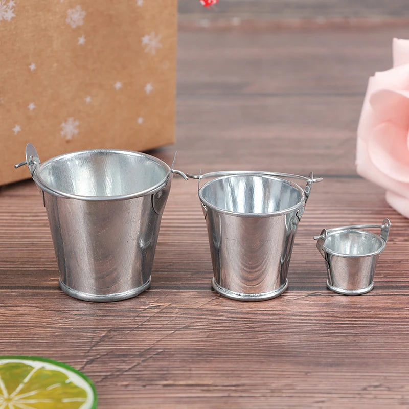 Dollhouse Mini Iron Bucket Miniature Model Decorations Ornaments Qme