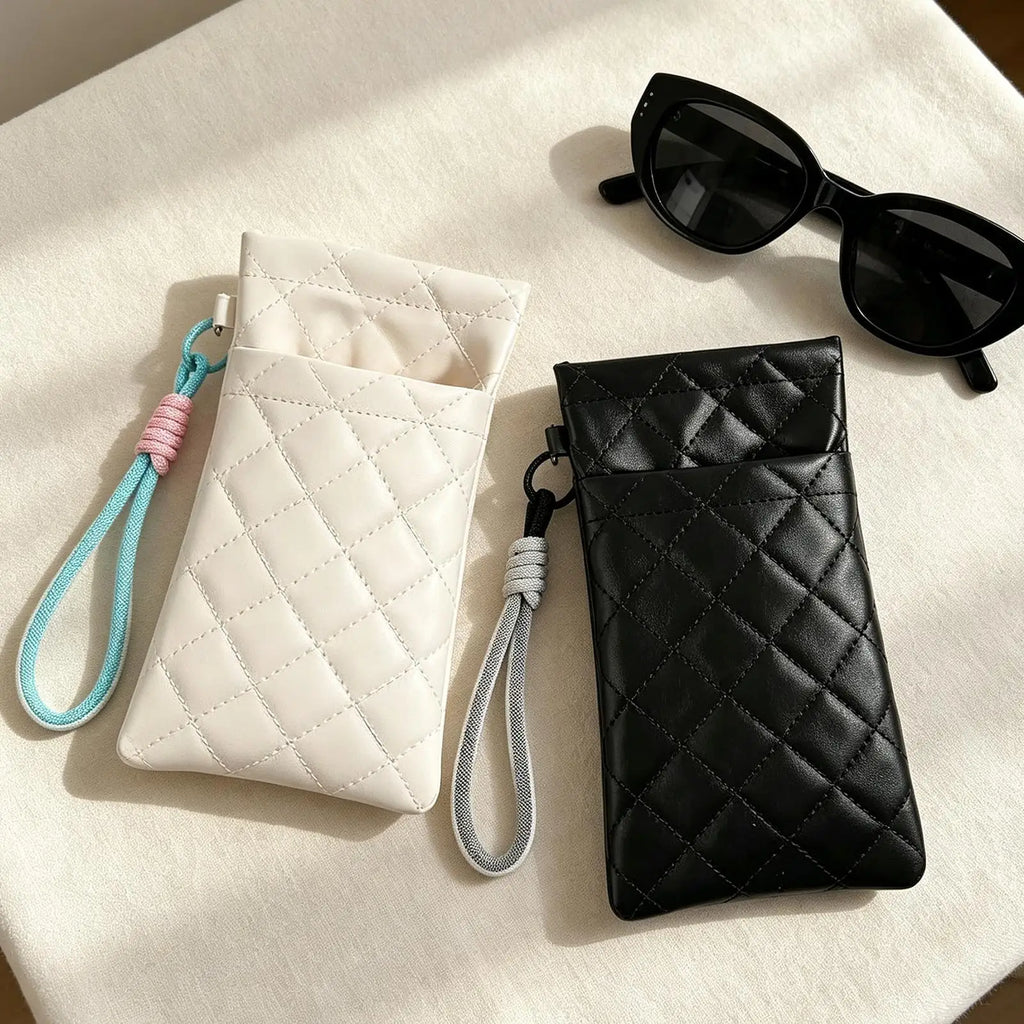 Double Eyeglasses Case 2 Eyewear Holder Compartment Bag Glasses Qme