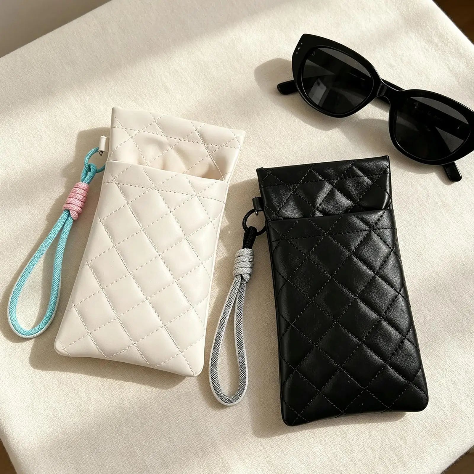 Double Eyeglasses Case 2 Eyewear Holder Compartment Bag Glasses Qme