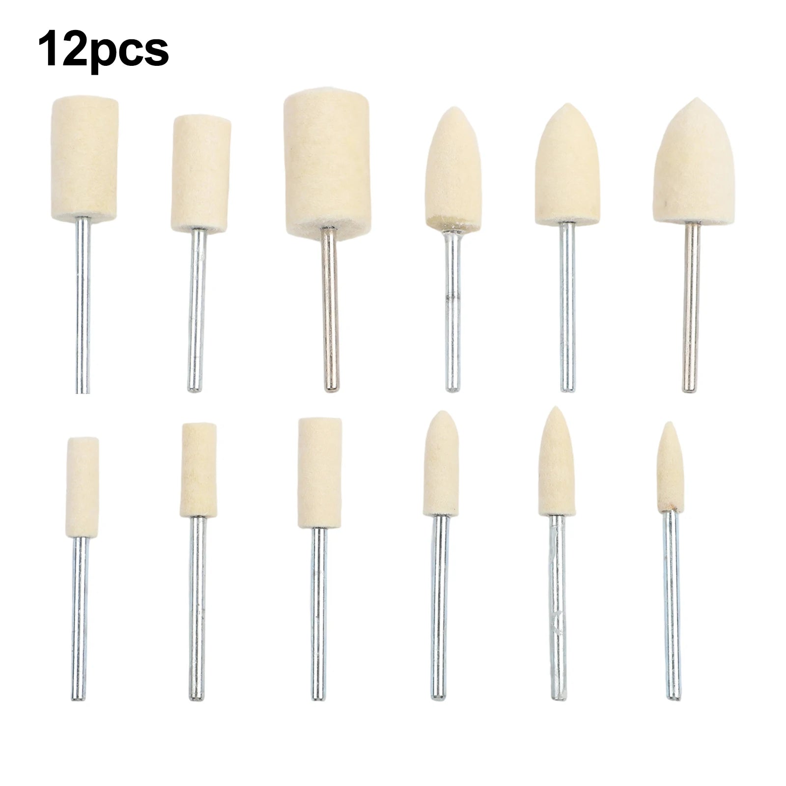 12pcs/set Wool Felt Polishing Heads 20mm Abrasive Burr Drill Bit Grinding Head For Drill Rotary Tool With 2.35 Mm Shank Qme