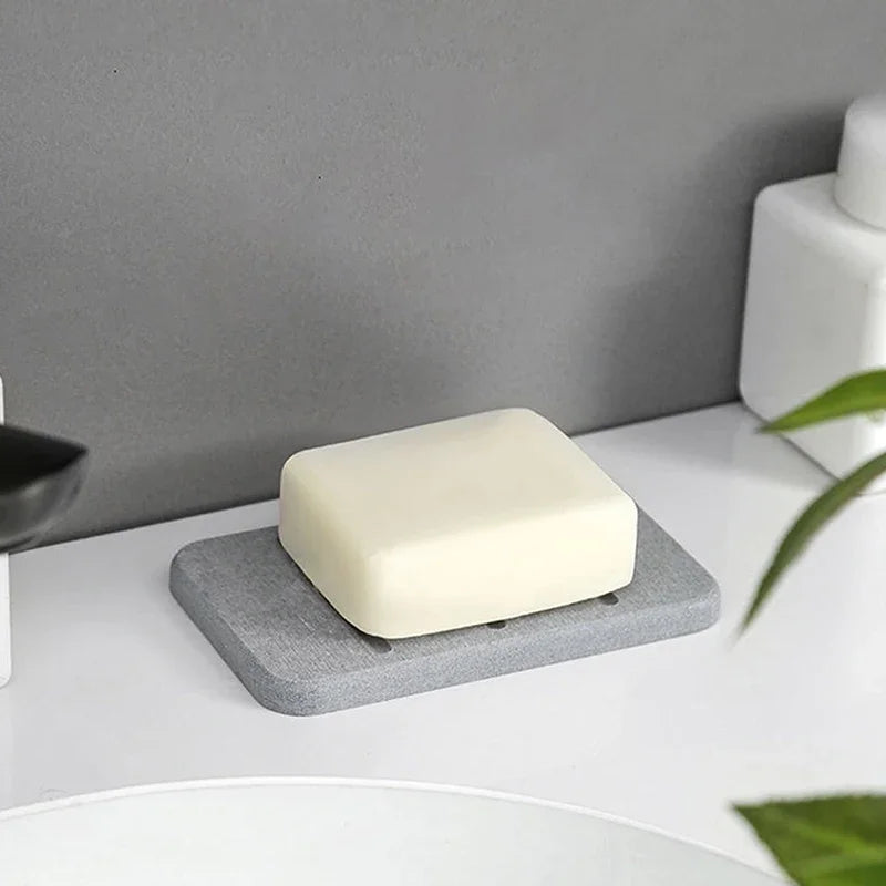 Diatom Mud Soap Dish Quick-Dry Pad Bathroom Countertop Soap Toiletries Absorbent Mat Rectangular Soap Holder Bathroom Supplies Qme
