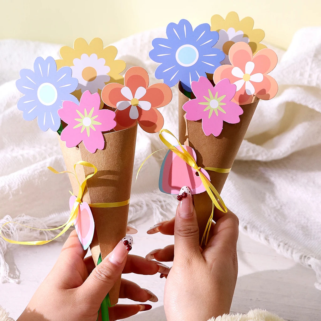 6-Piece DIY Greeting Card Bouquet Set, Featuring Various Bouquet Designs, Suitable for Mother's Day, Weddings, Birthday Celebrations, Thank You Cards, and Sunflower Greeting Card Gifts. Qme