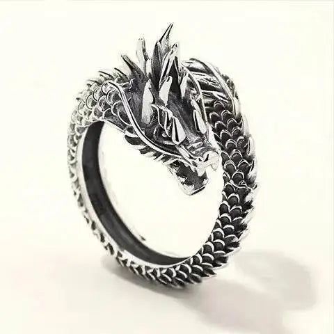 Punk Goth Titanium Steel Dragon Claw Halloween Skull Ring Hot Selling Men's Domineering Opening Rock Animal Jewelry Qme resizable 4