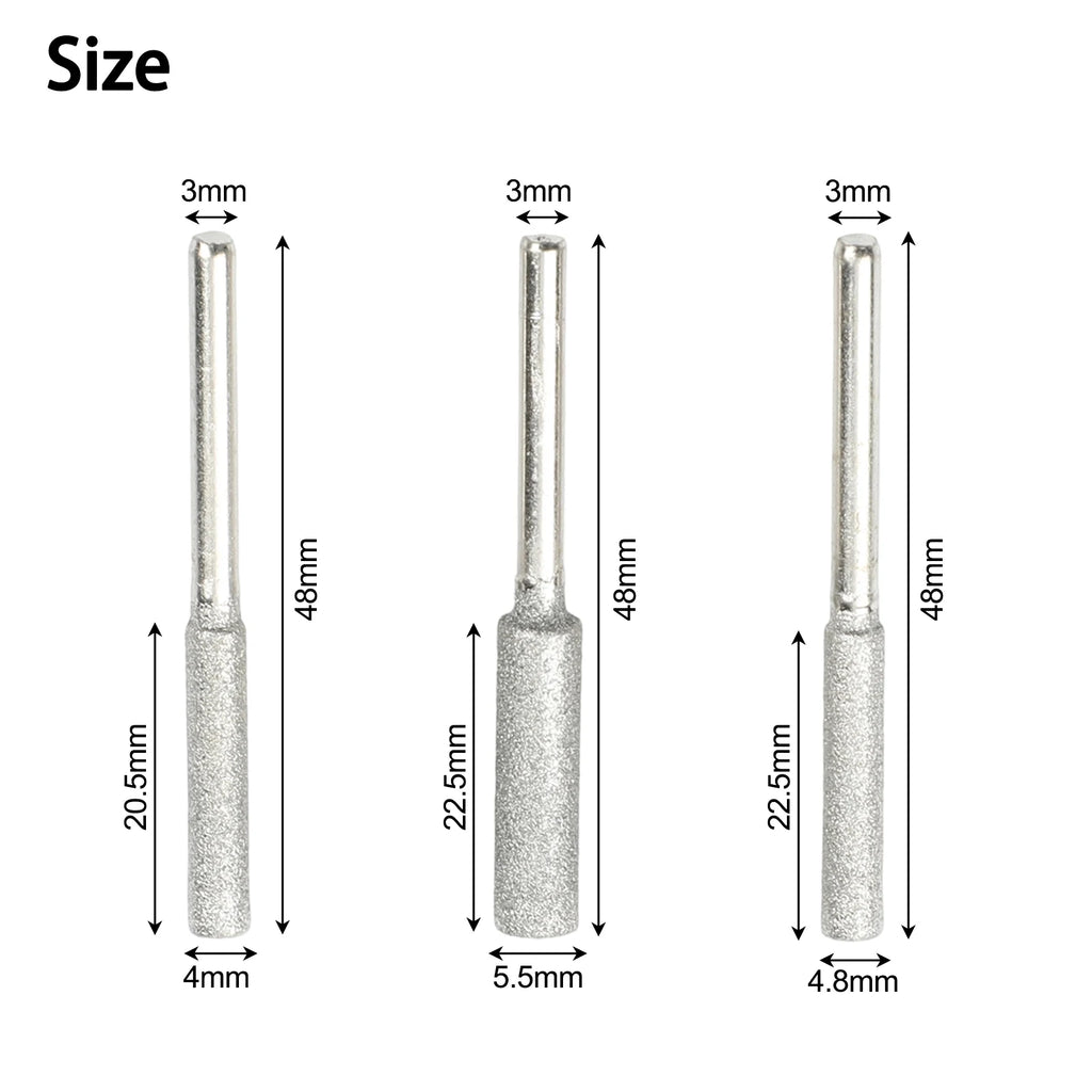 6pcs/set Silver Chainsaw Sharpeners 4mm /4.8mm/ 5.5mm Burr Chainsaw Head For Sharpening Polishing Engraving Grinding Tool Qme