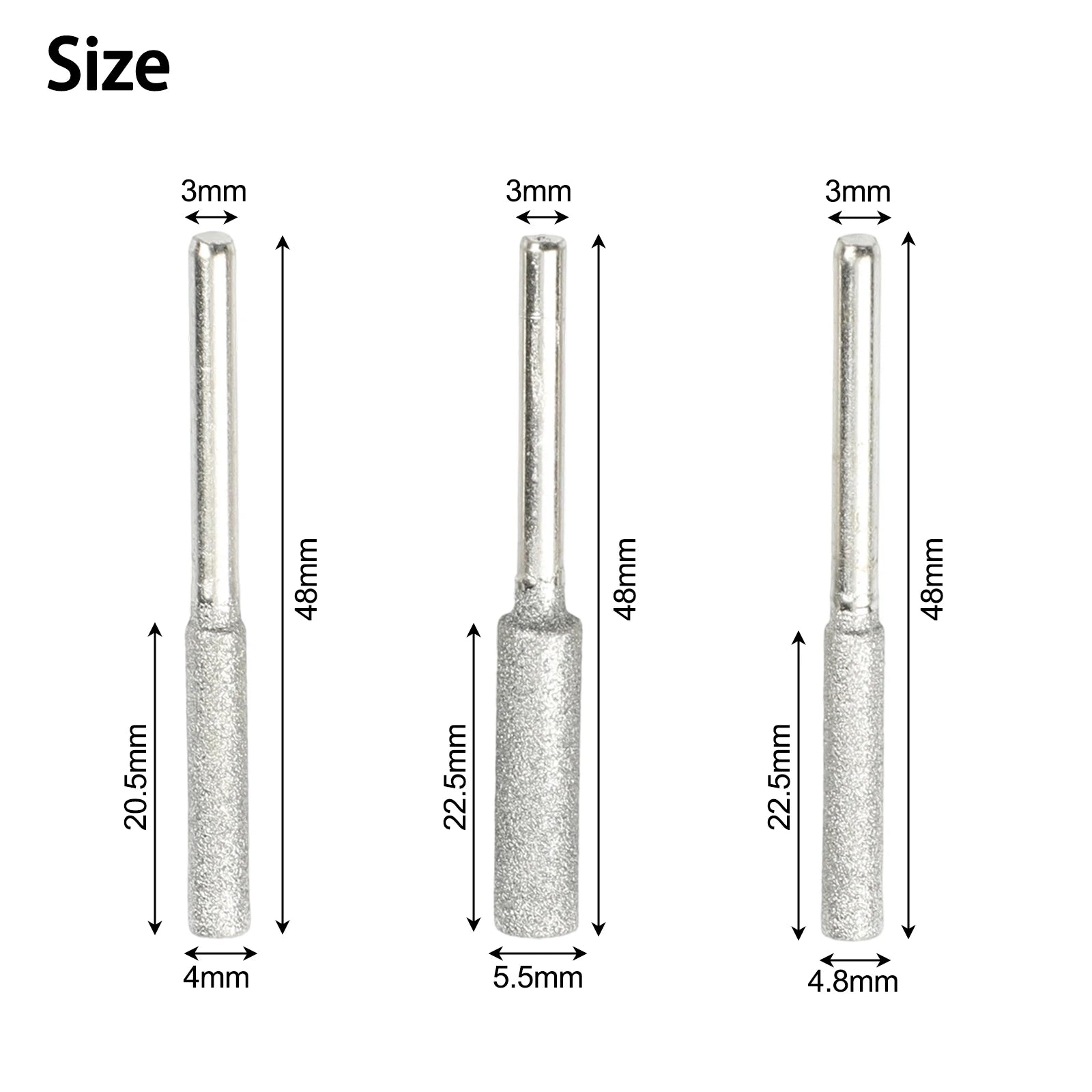 6pcs/set Silver Chainsaw Sharpeners 4mm /4.8mm/ 5.5mm Burr Chainsaw Head For Sharpening Polishing Engraving Grinding Tool Qme
