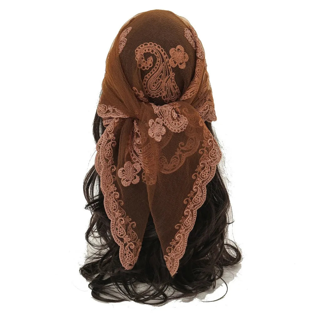 Embroidered Lace Embroidery Square Scarf Thin Cashew Pattern Lace Headwrap Breathable Fabric Lace Trim Lace Shawl Headband Qme Style 8