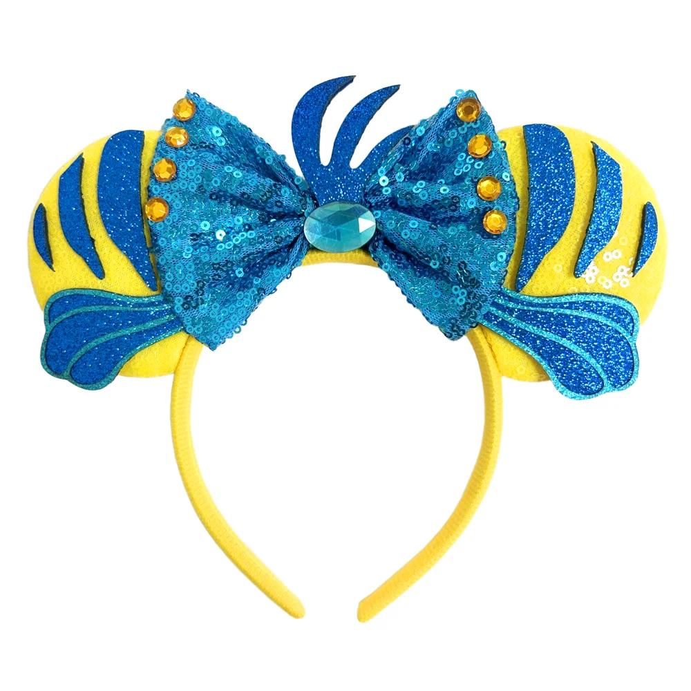 Mermaid Mickey Mouse Ear Headbands with Bow Sequin Candy Headbands Cosplay Costume party Christmas Halloween for Girl Women Qme Headband 1
