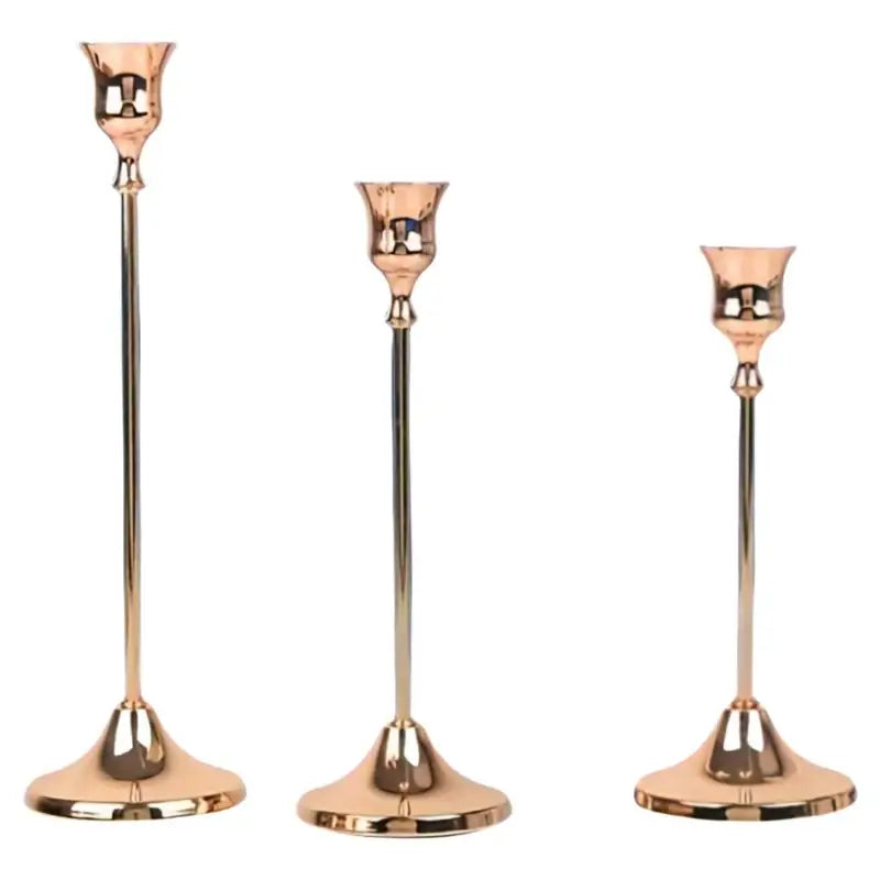 Vintage Elegant Metal And Aluminum Set Of 3 Tabletop Candle Holders, Suitable For Wedding Anniversary, Home And Hotel Decoration Qme A2