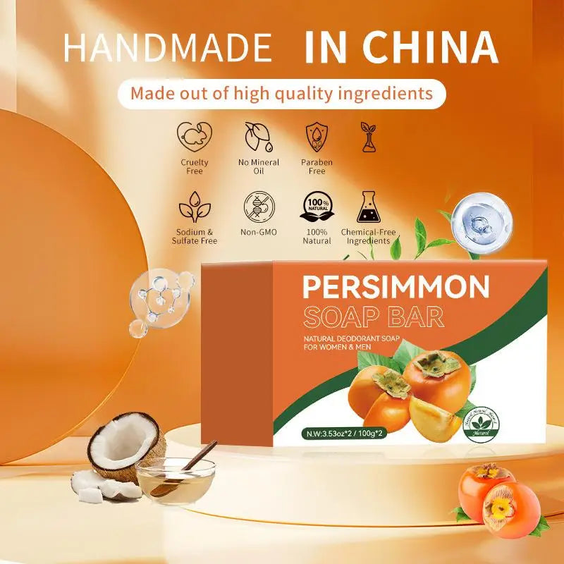 Persimmon Soap Bar Body Odor Removal Handmade Green Tea Face Wash Qme