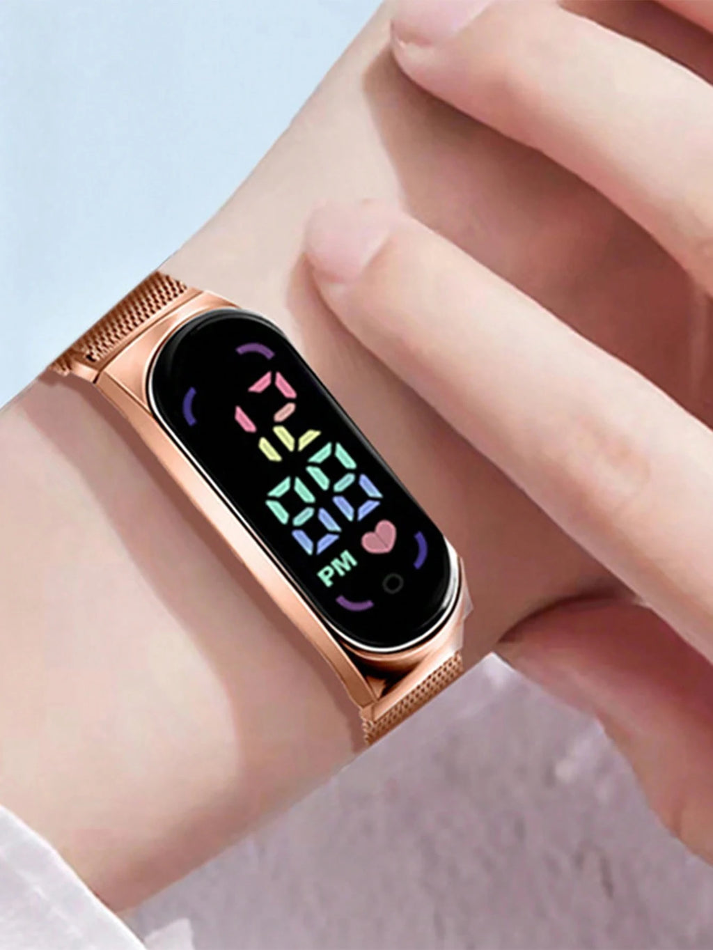 New Student Electronic Watch Candy colored Bracelet Magnet Buckle Love colored Digital Children's Watch Qme