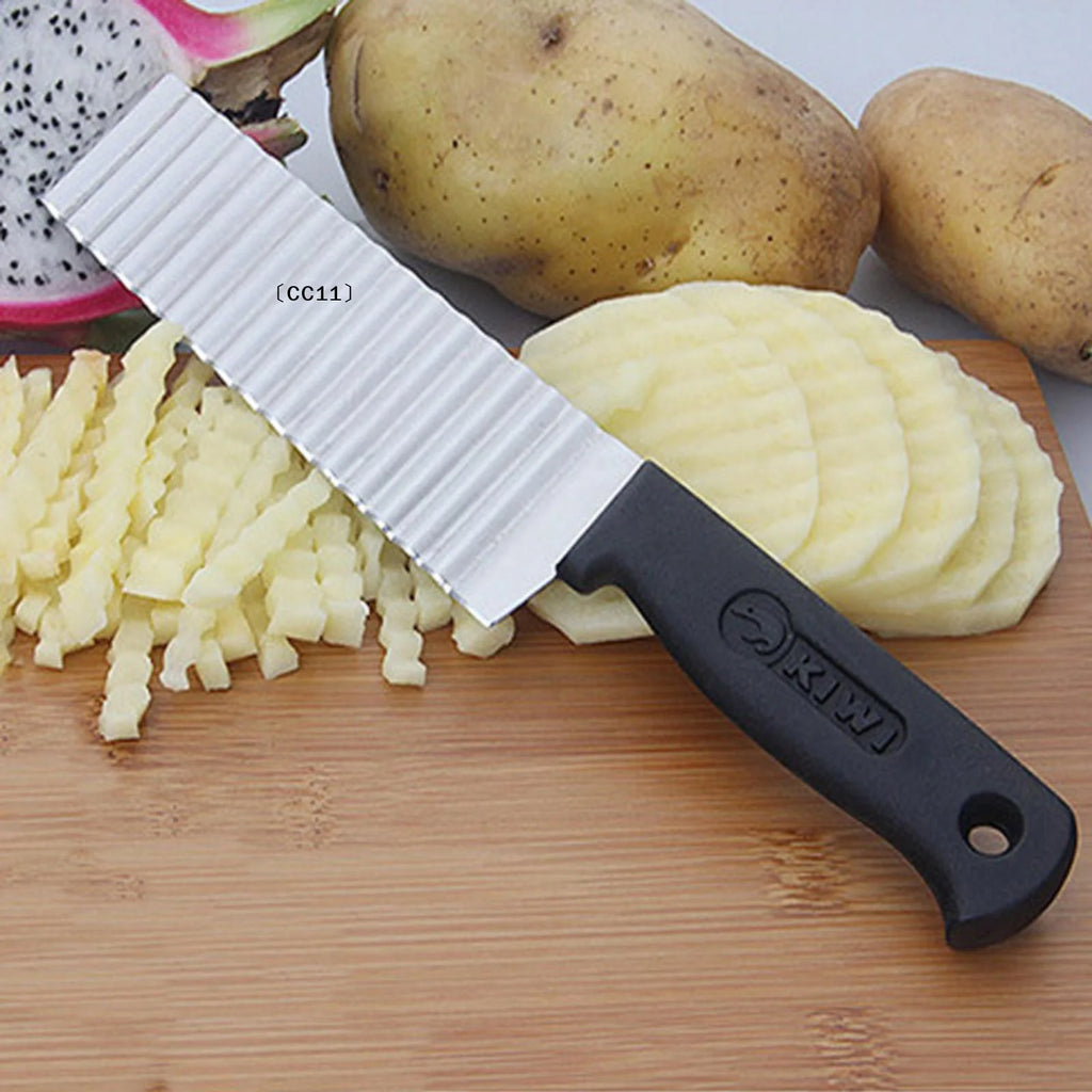 Stainless Steel Corrugated Knife Anti Slip Handle Cutting Potatoes Qme
