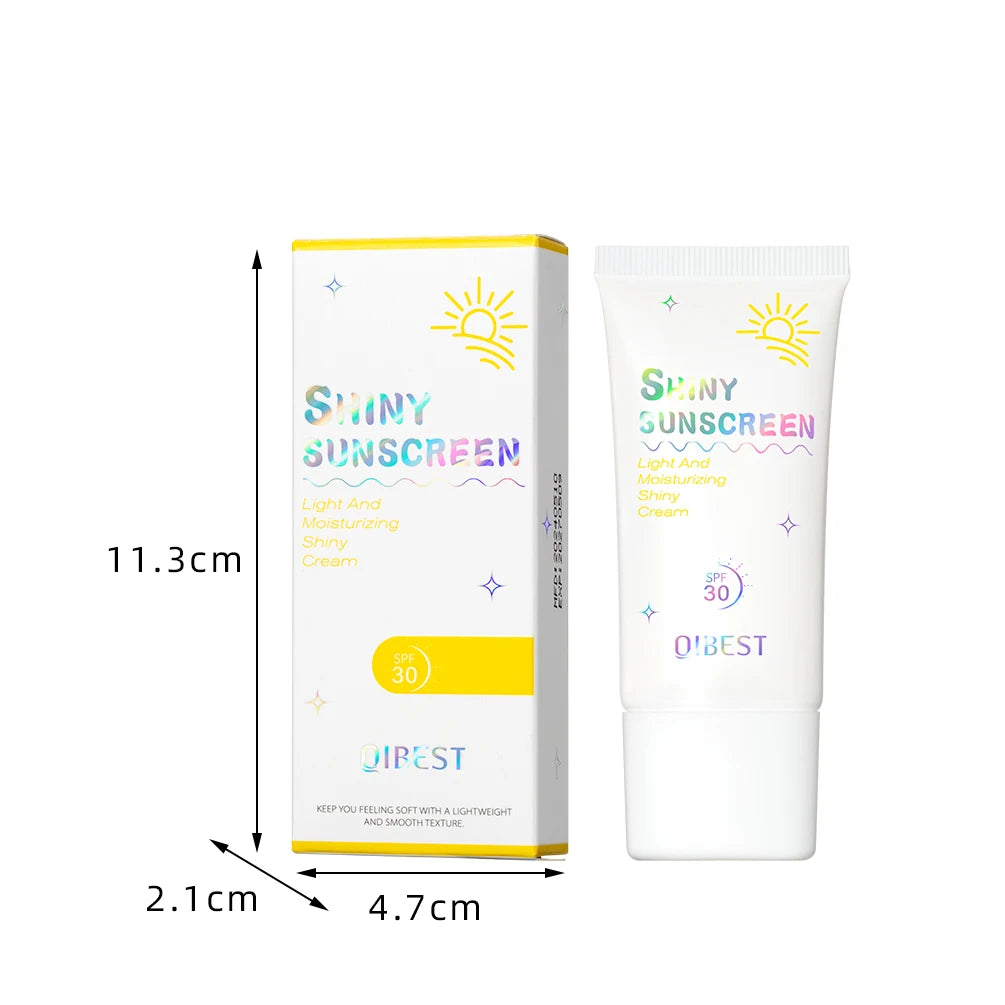 Facial Sunscreen Oil-Control Glitter Sun Cream Sunblock Skin Protective Refresh Sun Block Anti Aging Concealer Makeup Foundation Qme